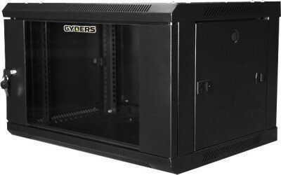 Шкаф настенный 19 6U 600х450х368 GYDERS GDR-66045B, стеклянная дверь черный